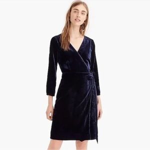 J. CREW navy velvet wrap dress